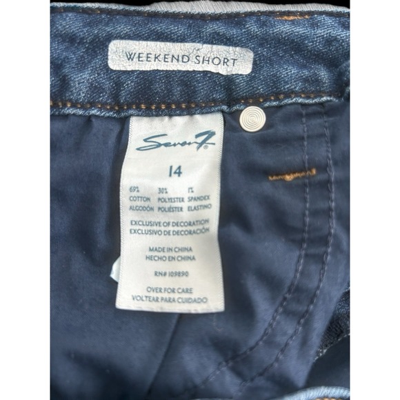 Seven7 Jean Shorts Size 14 Womens Weekend Short Mid Rise Blue Denim Stretch L - Picture 7 of 10